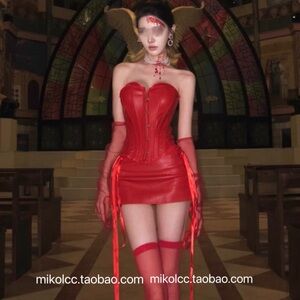 Red Strapless Corset Dress (top and bottom)